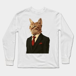 gentleman cat Long Sleeve T-Shirt